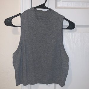 Lululemon crop high neck tank size 4 color heathered grey
